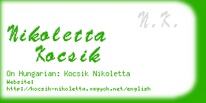 nikoletta kocsik business card